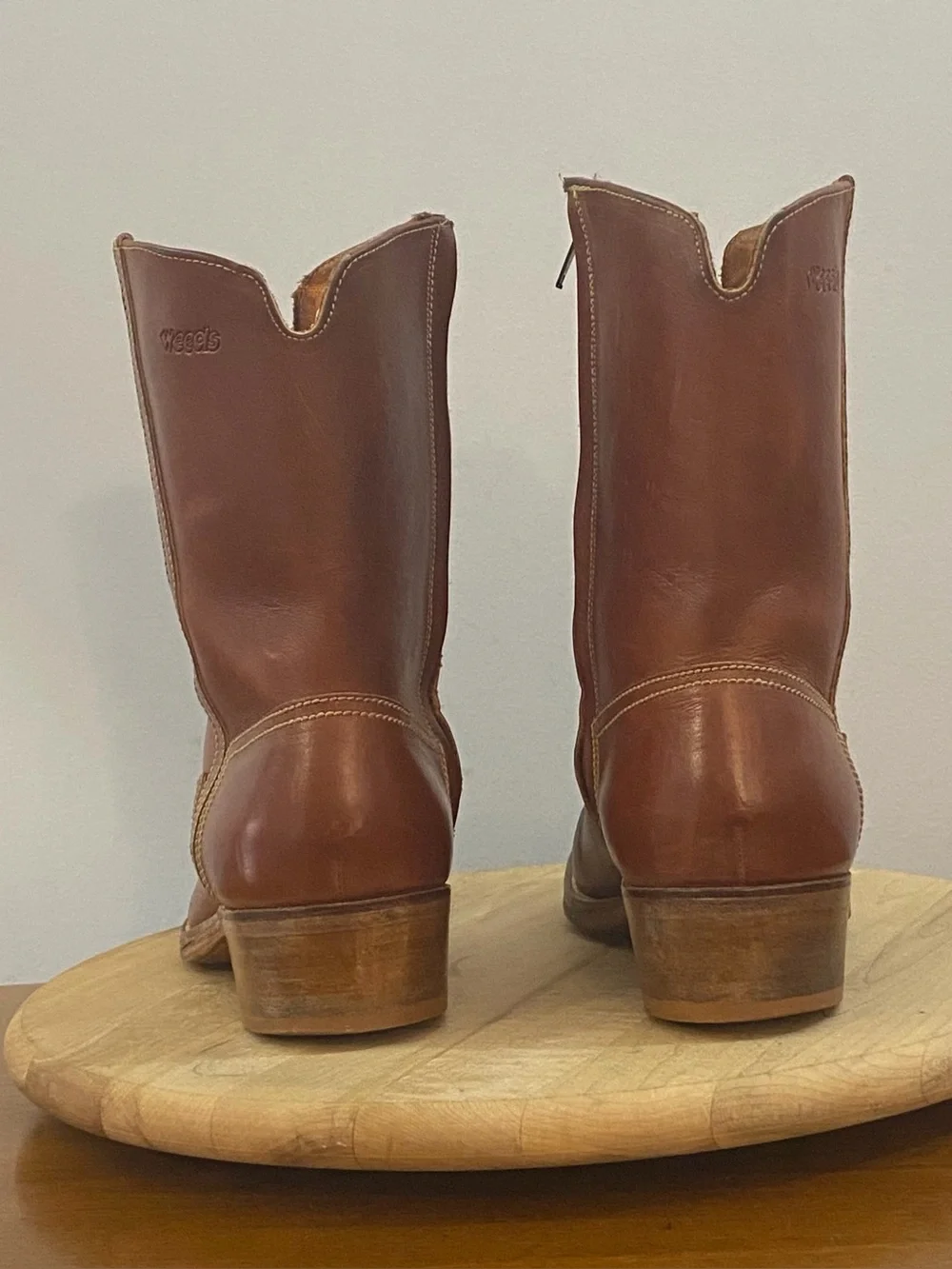 Florsheim Weeds Vintage 70s Brown Leather Cowboy Roper Boots Men’s 8 D‎ Side Zip
